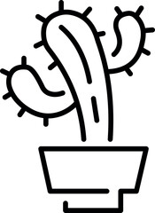 Single cactus vector icon, simple outline cactus icon, succulent icon, simple outline succulent icon
