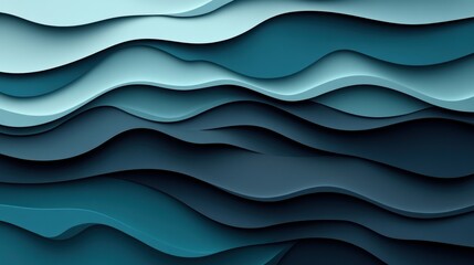 Fototapeta premium Abstract layered waves in shades of blue and teal