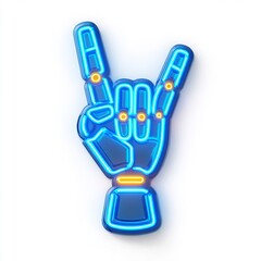 Fototapeta premium neon robotic hand showing rock sign