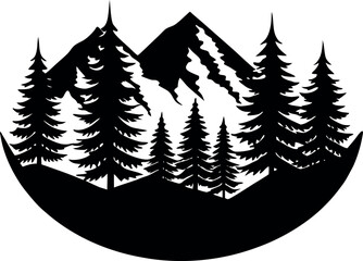 Obraz premium Christmas trees silhouettes, Christmas trees pictogram set, Pine tree silhouette, Silhouette of pine trees, 