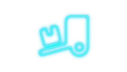 Neon Hand Truck Icon with Box, Neon truck ramp box icon glow with transparent background