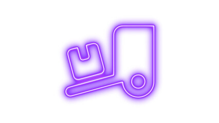 Neon Hand Truck Icon with Box, Neon truck ramp box icon glow with transparent background
