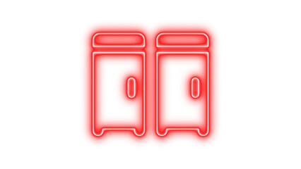 Glowing neon icon of two standing lockers with handles