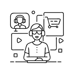 virtual shopping assistant icon, virtual shopping assistant vector illustration-simple illustration of virtual shopping assistant , perfect for virtual shopping assistant logos and icons