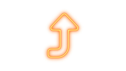 Glowing neon arrow pointing upwards, Neon turn up icon glow with transparent background