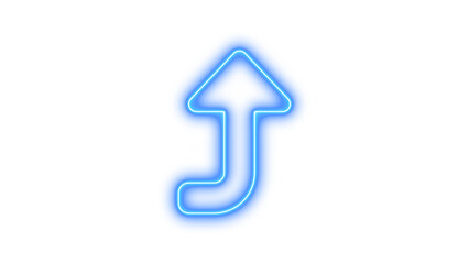 Glowing neon arrow pointing upwards, Neon turn up icon glow with transparent background