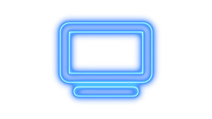 Neon Computer Monitor Icon, Neon tv icon glow with transparent background