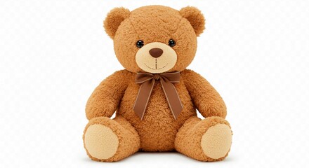 Brown teddy bear with a bow tie isolated on a white background