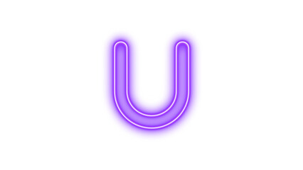 Obraz premium Glowing Neon Letter U Symbol, Neon u icon glow with transparent background
