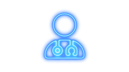 Neon Doctor Icon with Stethoscope, Neon user doctor icon glow with transparent background