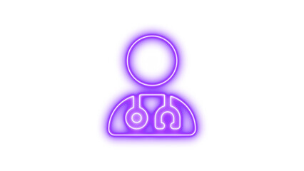 Neon Doctor Icon with Stethoscope, Neon user doctor icon glow with transparent background