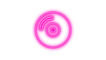 Neon compact disc icon glow with transparent background