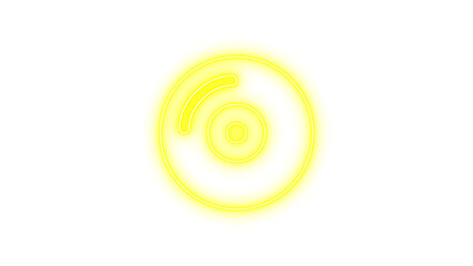 Neon compact disc icon glow with transparent background
