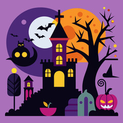 halloween vector illustration Vector icon illustration silhouette Graphics design image white background
