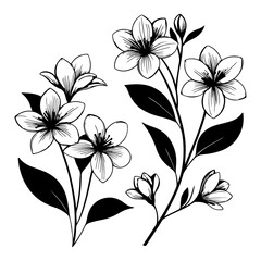 Abstract floral vector pattern illustration with spring flowers and leaves design