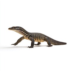 Fototapeta premium monitor lizard crawling on white background