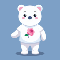 Naklejka premium teddy bear with flowers Vector icon illustration silhouette Graphics design image white background 