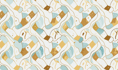 Modern Art Deco Inspired Seamless Pattern Collection with Gold