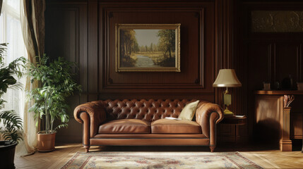 Cozy Living Room with Sofa Near the Wall

