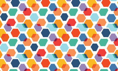 Dynamic Multi-Color Hexagon Grid Patterns - Seamless Design Assortment