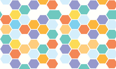 Playful Hexagonal Mosaic Patterns - Bright & Colorful Seamless Set