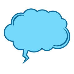 Thought cloud. Blue think bubble.