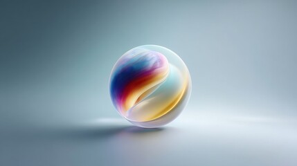 A colorful abstract sphere showcasing vibrant hues and a mesmerizing swirl pattern.