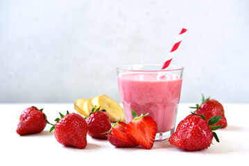 Delicious strawberry banana smoothie.