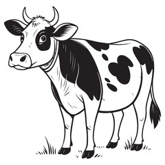 Fototapeta premium Cute farm cow vector with black patches and friendly expression
