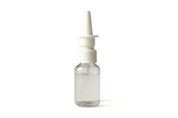 Nasal spray bottle against transparency, offering quick relief from allergies, sinus congestion, and cold symptoms