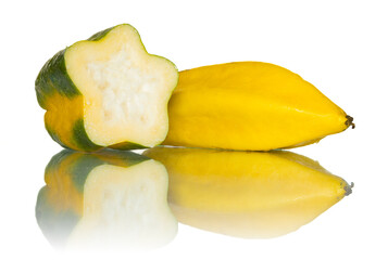 Babaco is a tropical fruit from Ecuador revealing its star-shaped section