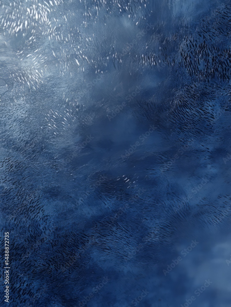 Poster abstraction of swirling blue patterns with shimmering light effects creating a calming visual experi