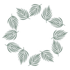 Fototapeta premium Circular botanical frame featuring lush green leaves and branches. Abstract plant illustration perfect for banners, cards, and invitations. Vector art design