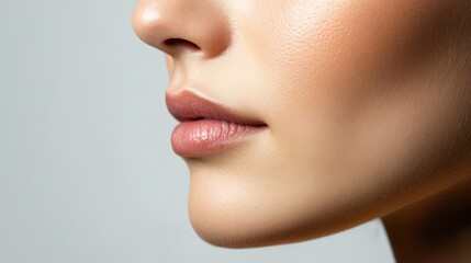 Close-up profile view of a young woman's face and lips.