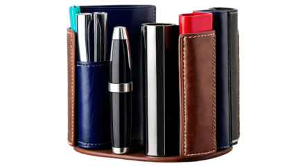 Elegant Leather Desk Organizer for Pens, Cards, and More