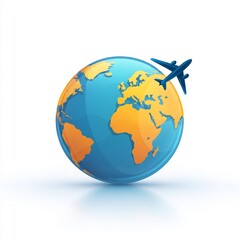 Fototapeta premium Globe with Airplane Flying Around It