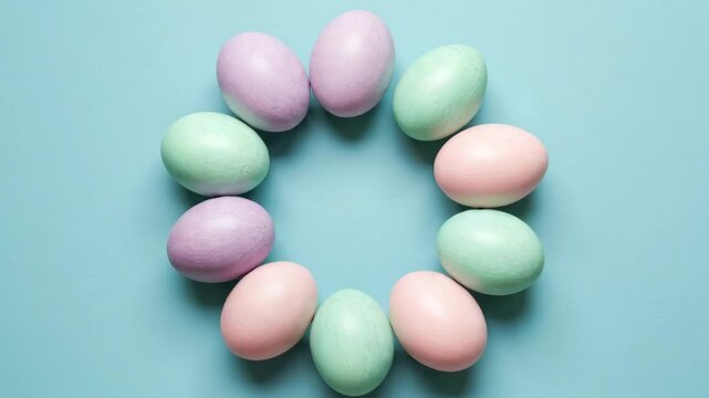 Minimalist Pastel Easter Eggs in Circular Arrangement