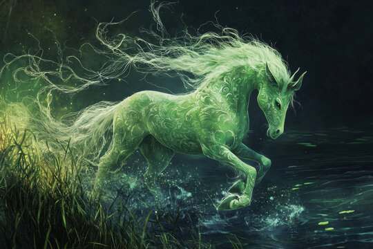 Often appearing as a beautiful horse near rivers or lochs, the Kelpie lures unsuspecting victims onto its back before plunging into the water to drown and devour them