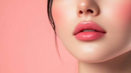 Fototapeta premium Close-up facial portrait of a person with delicate features.