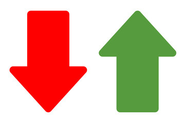 red and green arrows up and down arrows shows profit and loss arrow icon on transparent background. flat style arrow icon for your web site design, logo, app, UI design