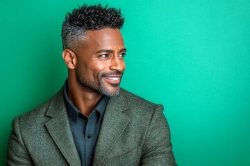 Obraz premium A handsome man in his 40s with a radiant smile. A classic and stylish male with a natural smile. A classic beauty man with timeless elegance. A confident and radiant gentleman embracing his lo.