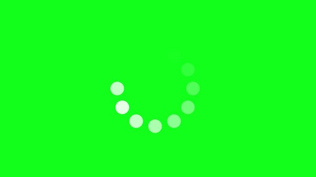 Circle dots loading progress animation on green screen 