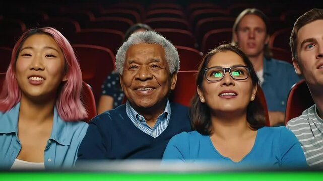 Engaged Viewers Watching an Interesting Movie, Immersed in Captivating Storytelling, Cinematic Experience, Entertainment, and Emotional Connection Through Film.