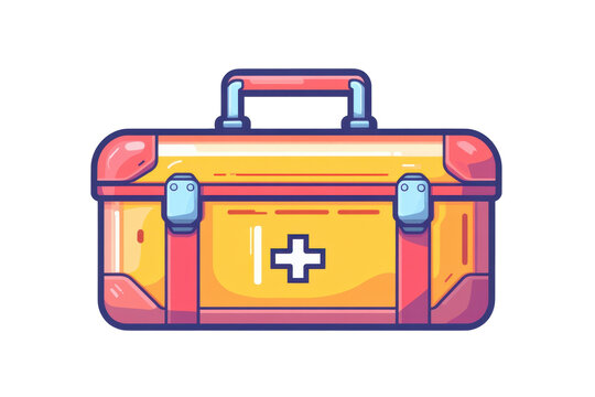 Brightly colored medical toolbox with a transparent background showcasing its design and functionality, ideal for health and safety purposes or educational materials