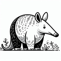 Fototapeta premium Aardvark, vector, black and white, image, icon, silhouette