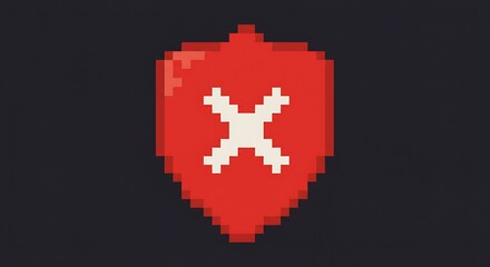 Obraz premium Pixelated Red Error Icon – Digital Glitch and Security Warning 
