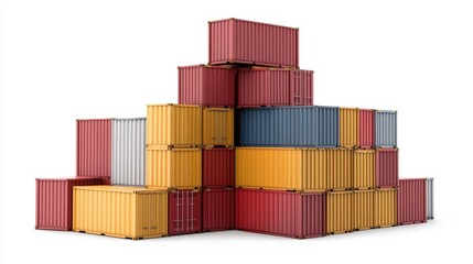 Obraz premium Isolated large cargo container with metal structure and industrial design on white background, used for shipping, storage, and transportation in logistics and freight industries.