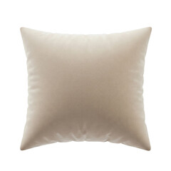 Beige square pillow isolated on transparent background