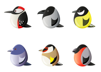 Set of stylized city birds