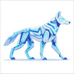 Fototapeta premium Robotic Wolf with Neon Blue Glowing Lines